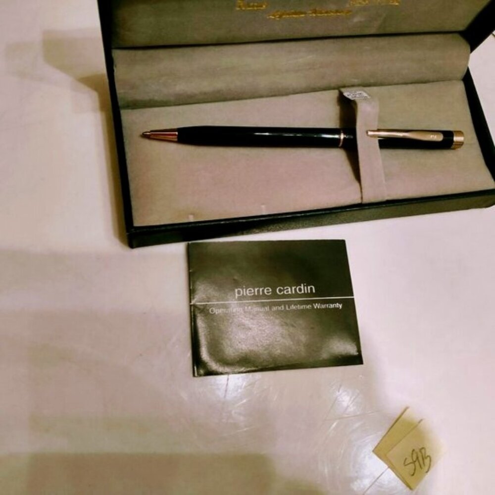 NIB BLACK PIERRE CARDIN CRISTAL CHROME BALL PEN